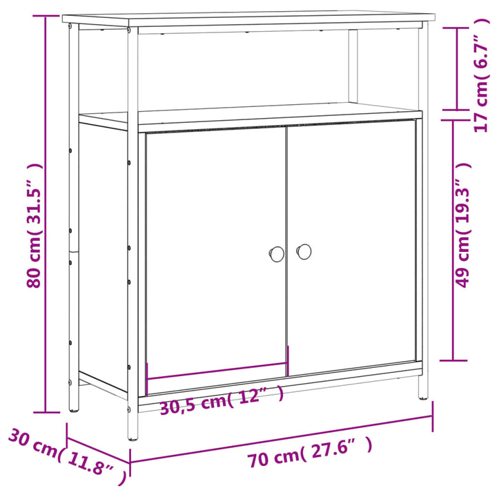 skænk Sonoma eg 70x30x80 cm konstrueret træ