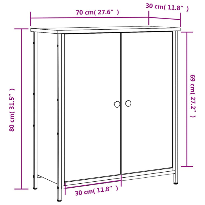 skab 70x30x80 cm konstrueret træ sort