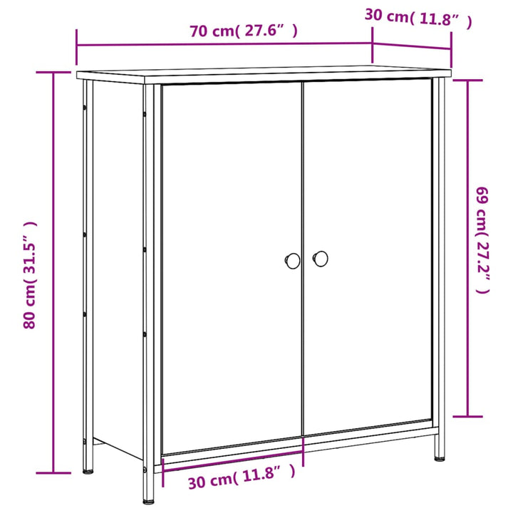 skænk 70x30x80 cm konstrueret træ grå sonoma-eg