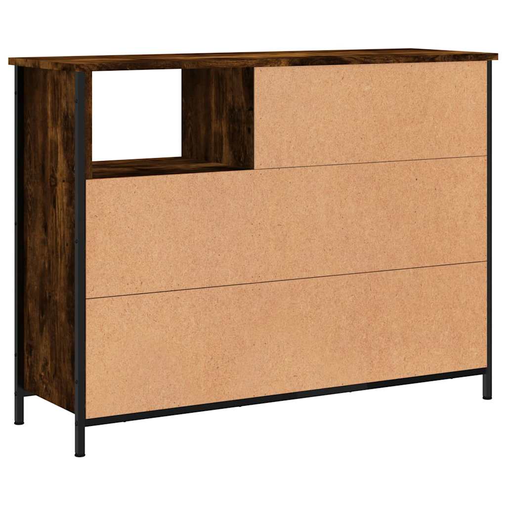 skænk 100x33x75 cm konstrueret træ røget egetræsfarve