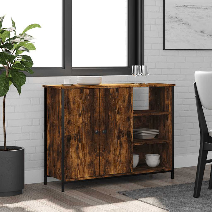 skænk 100x33x75 cm konstrueret træ røget egetræsfarve