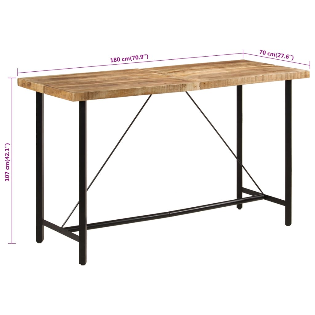barbord 180x70x107 cm massivt mangotræ og jern