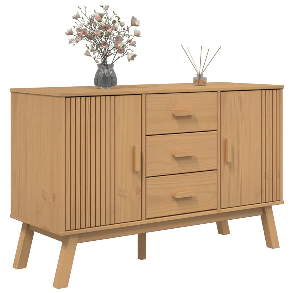 skænk OLDEN 114x43x73,5 cm massivt fyrretræ brun