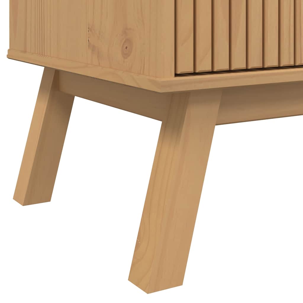 tv-bord OLDEN 114x43x57 cm massivt fyrretræ brun