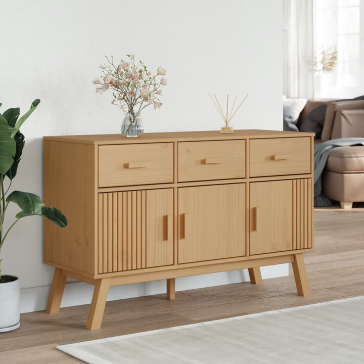 skænk OLDEN 114x43x73,5 cm massivt fyrretræ brun