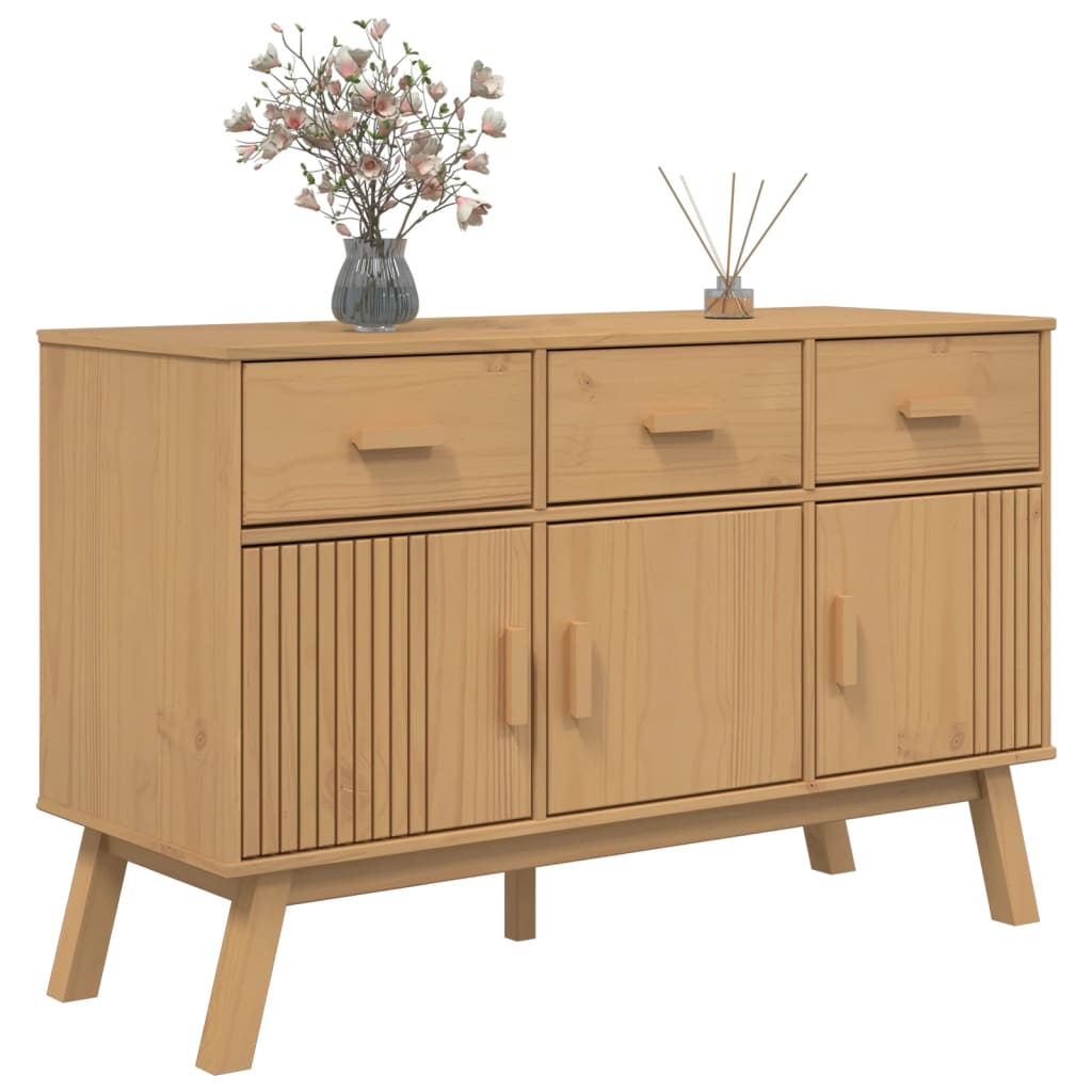 skænk OLDEN 114x43x73,5 cm massivt fyrretræ brun