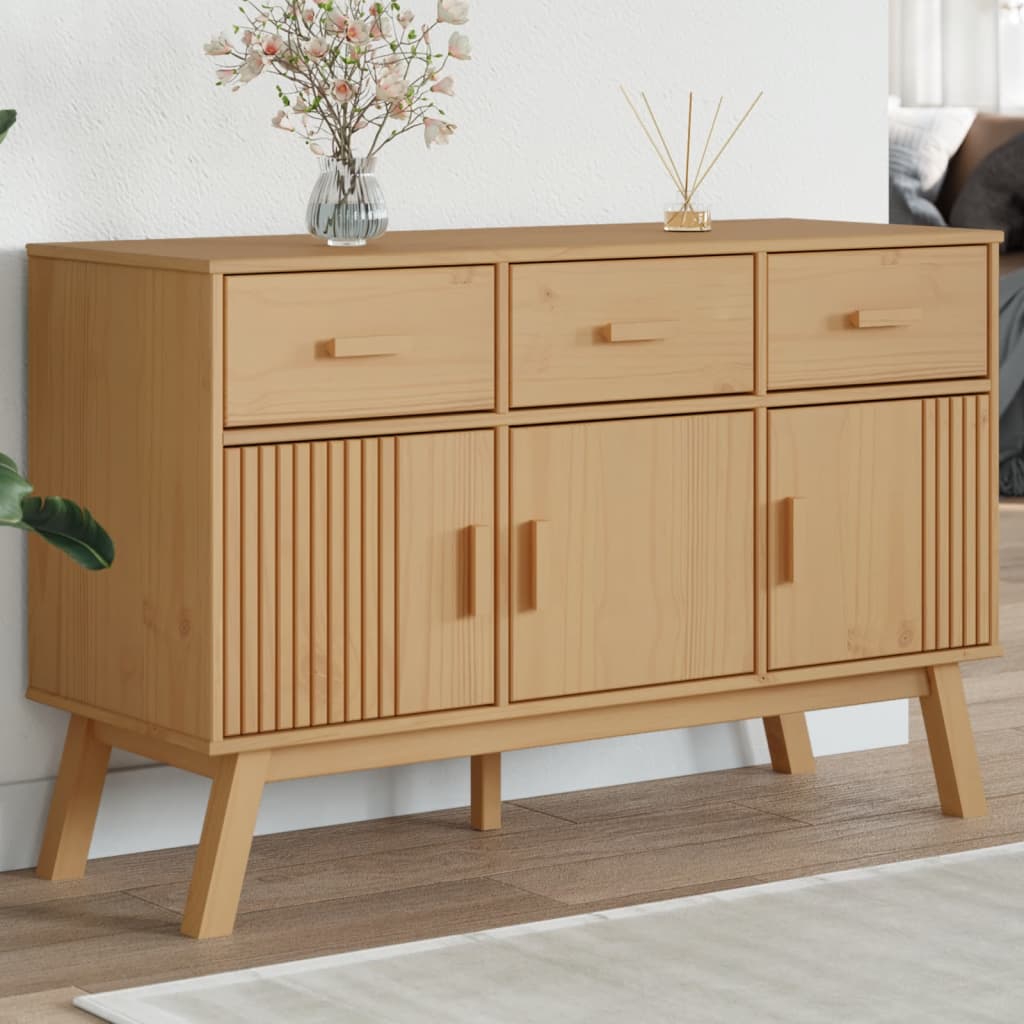 skænk OLDEN 114x43x73,5 cm massivt fyrretræ brun