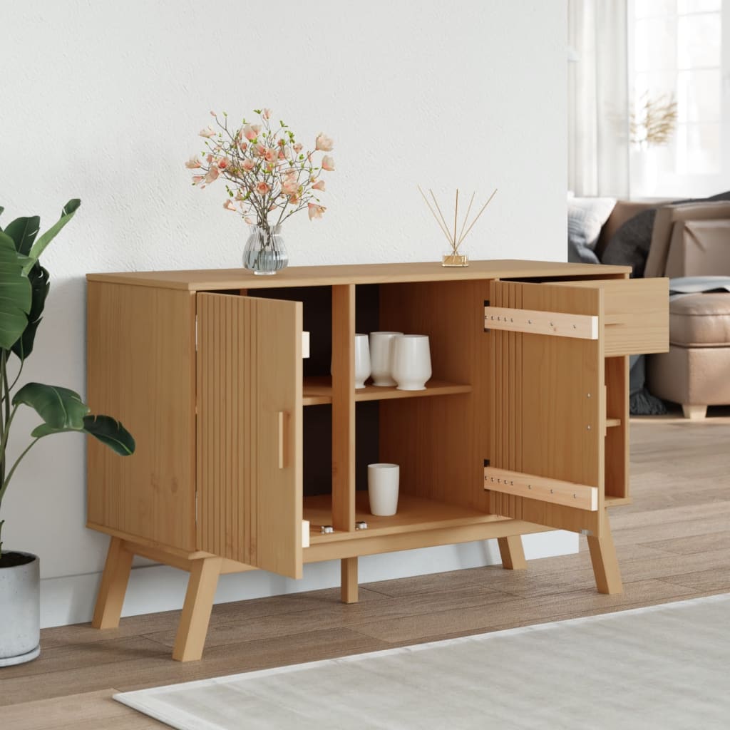 skænk OLDEN 114x43x73,5 cm massivt fyrretræ brun