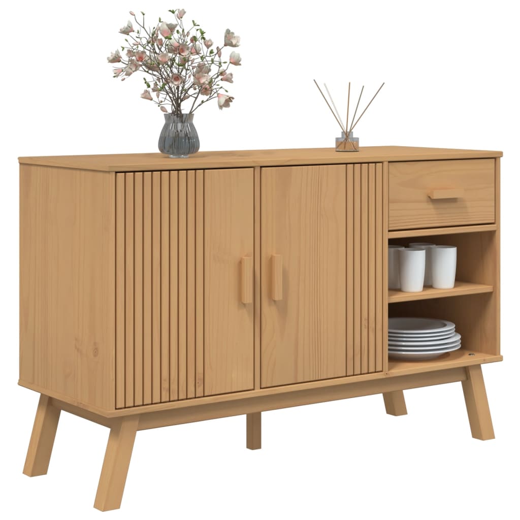 skænk OLDEN 114x43x73,5 cm massivt fyrretræ brun