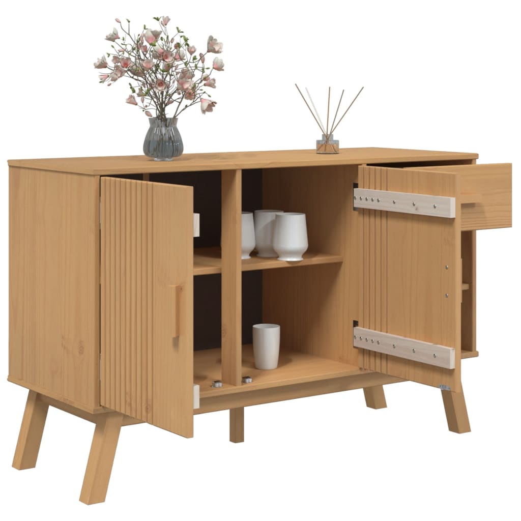 skænk OLDEN 114x43x73,5 cm massivt fyrretræ brun