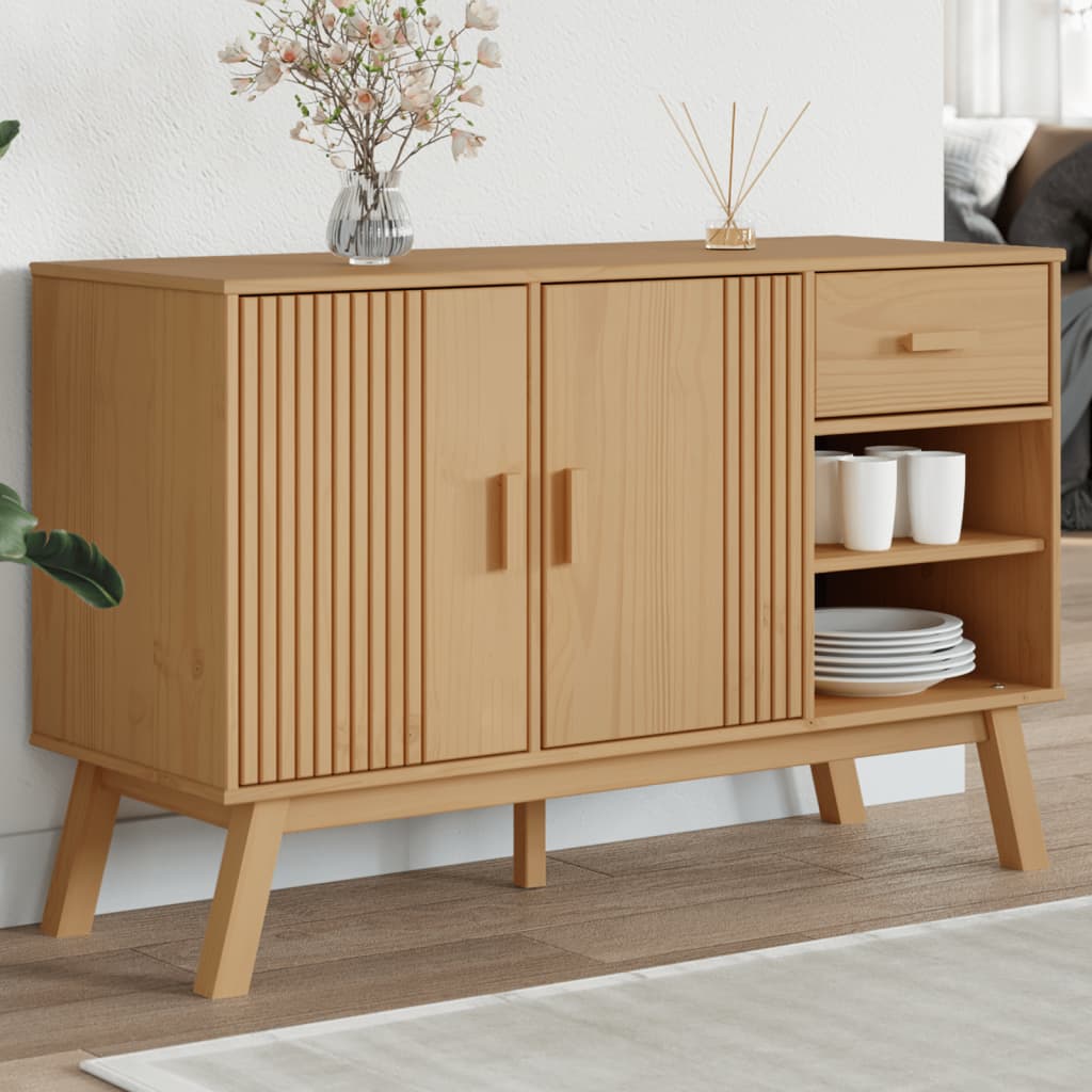 skænk OLDEN 114x43x73,5 cm massivt fyrretræ brun