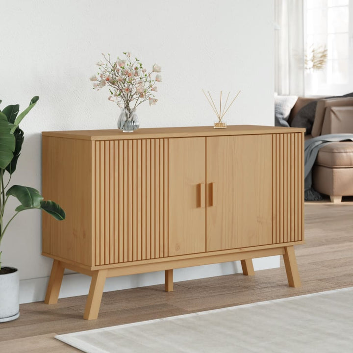 skænk OLDEN 114x43x73,5 cm massivt fyrretræ brun