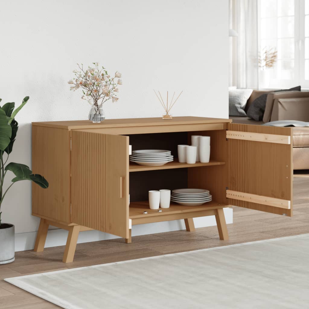skænk OLDEN 114x43x73,5 cm massivt fyrretræ brun