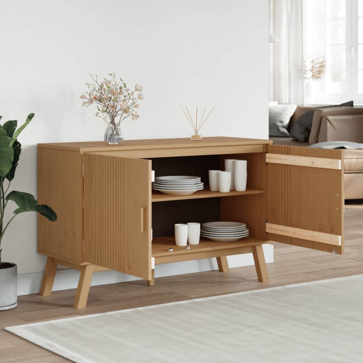 skænk OLDEN 114x43x73,5 cm massivt fyrretræ brun