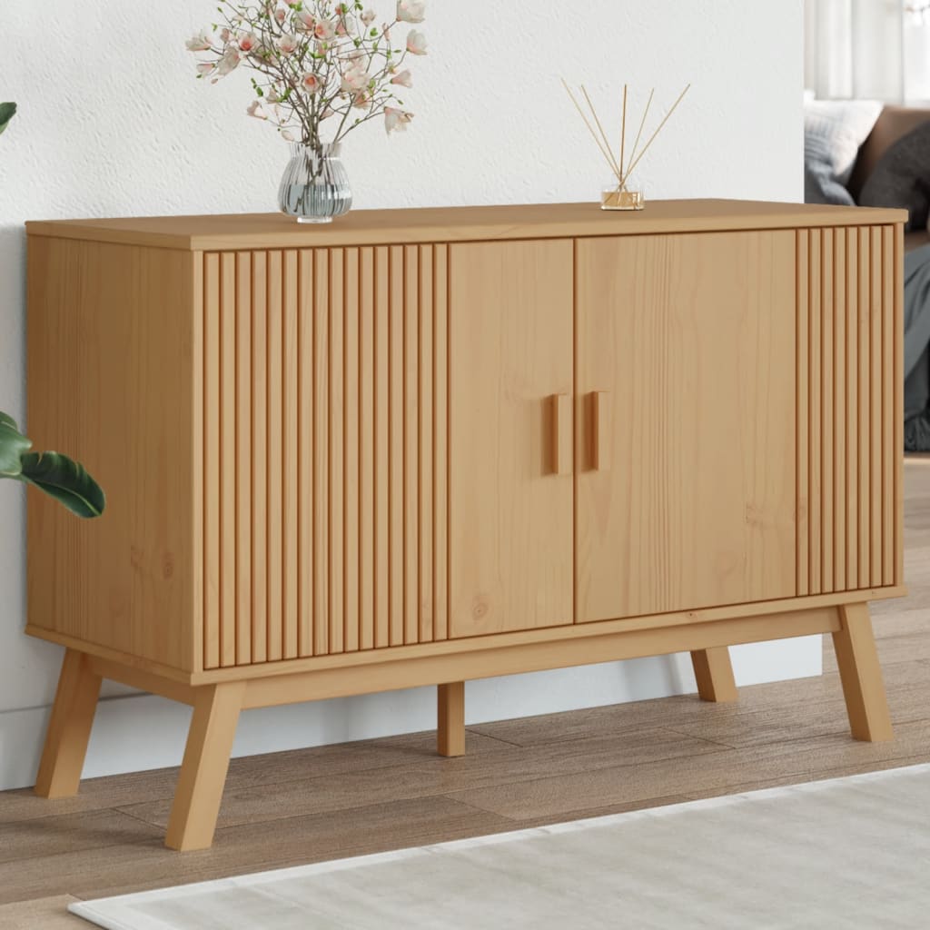 skænk OLDEN 114x43x73,5 cm massivt fyrretræ brun