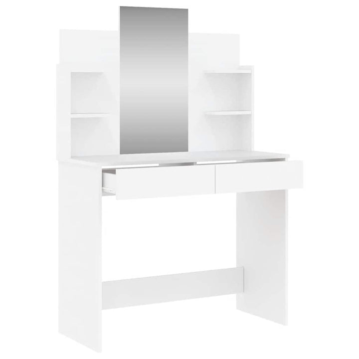 makeupbord med spejl 96x39x142 cm hvid