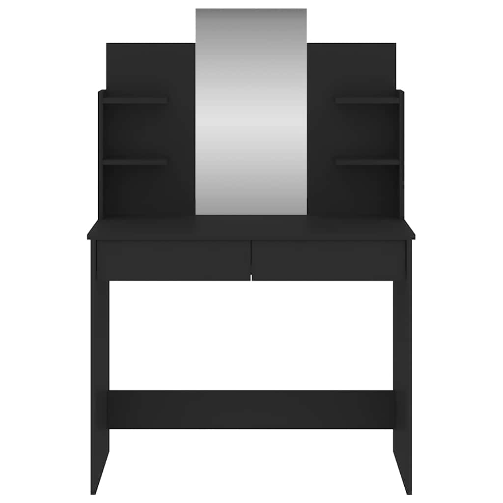 makeupbord med spejl 96x39x142 cm sort