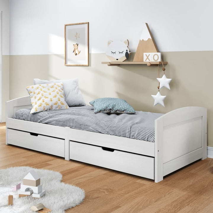daybed med to skuffer IRUN hvid 90x200 cm massivt fyrretræ