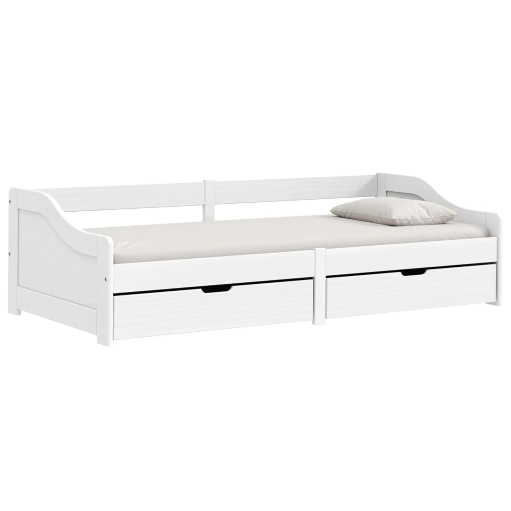 daybed med to skuffer IRUN hvid 90x200 cm massivt fyrretræ