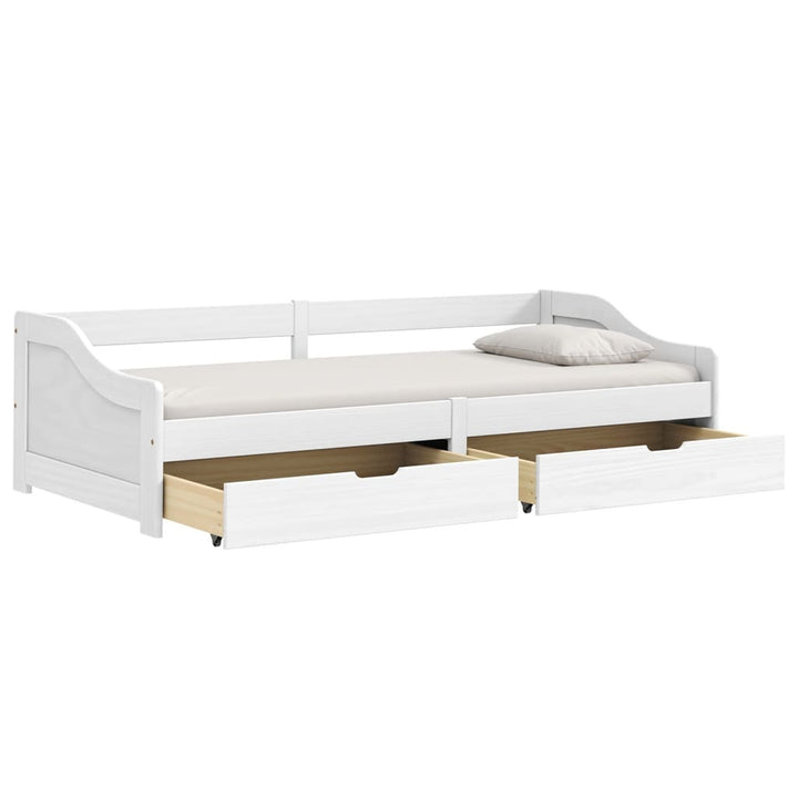 daybed med to skuffer IRUN hvid 90x200 cm massivt fyrretræ