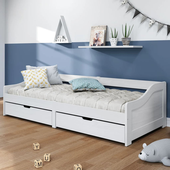 daybed med to skuffer IRUN hvid 90x200 cm massivt fyrretræ