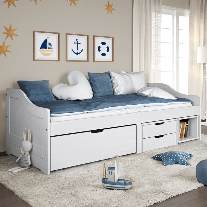 daybed med tre skuffer IRUN hvid 90x200 cm massivt fyrretræ