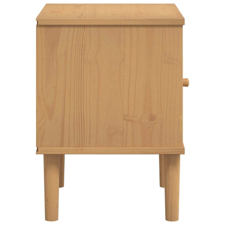 sengebord SENJA rattanlook 40x35x48 cm massivt fyrretræ brun