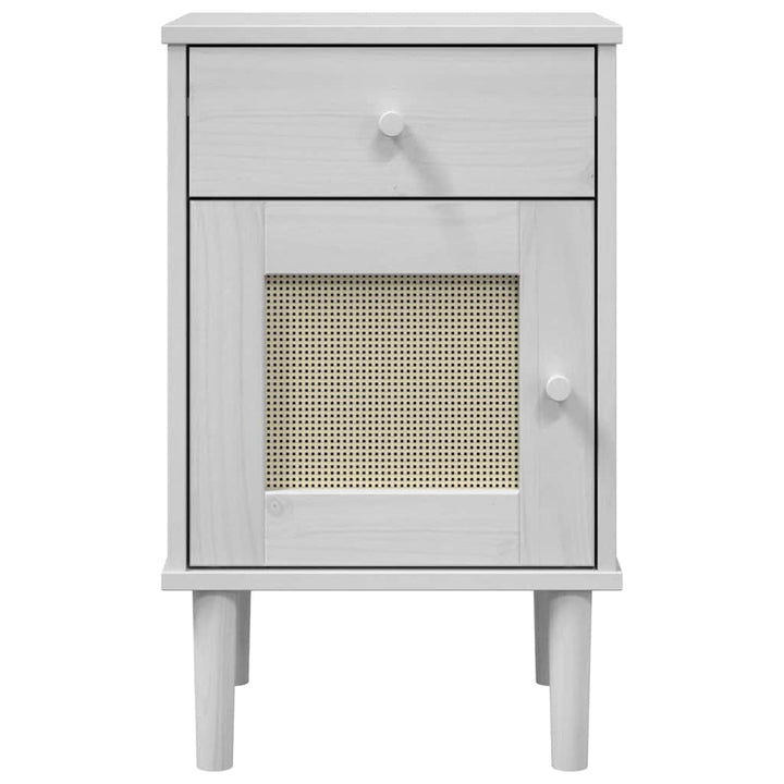 sengebord SENJA rattanlook 40x35x65 cm massivt fyrretræ hvid