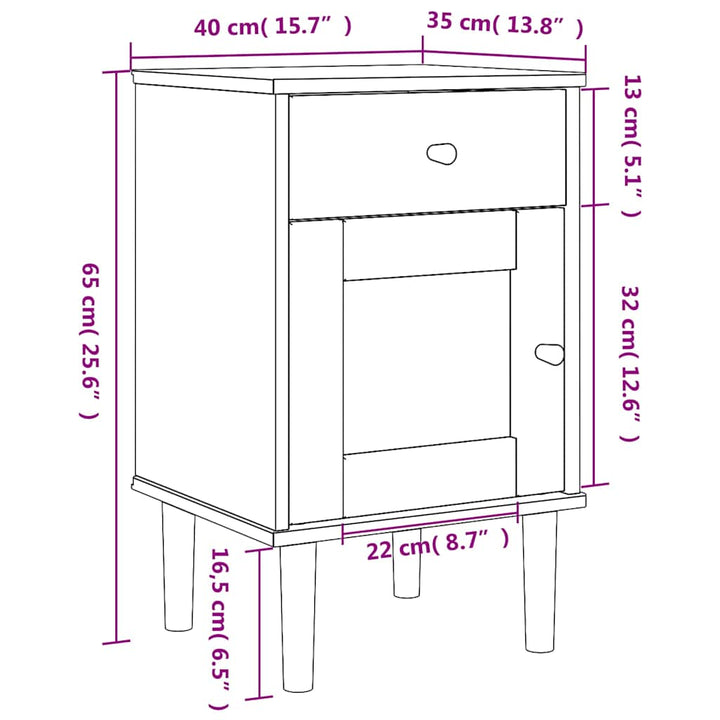 sengebord SENJA rattanlook 40x35x65 cm massivt fyrretræ hvid