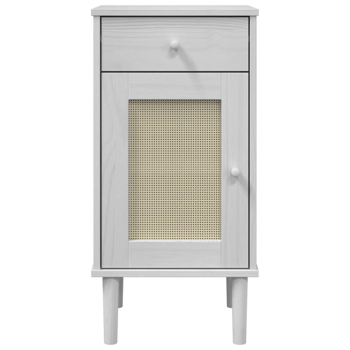 sengebord SENJA rattanlook 40x35x80 cm massivt fyrretræ hvid