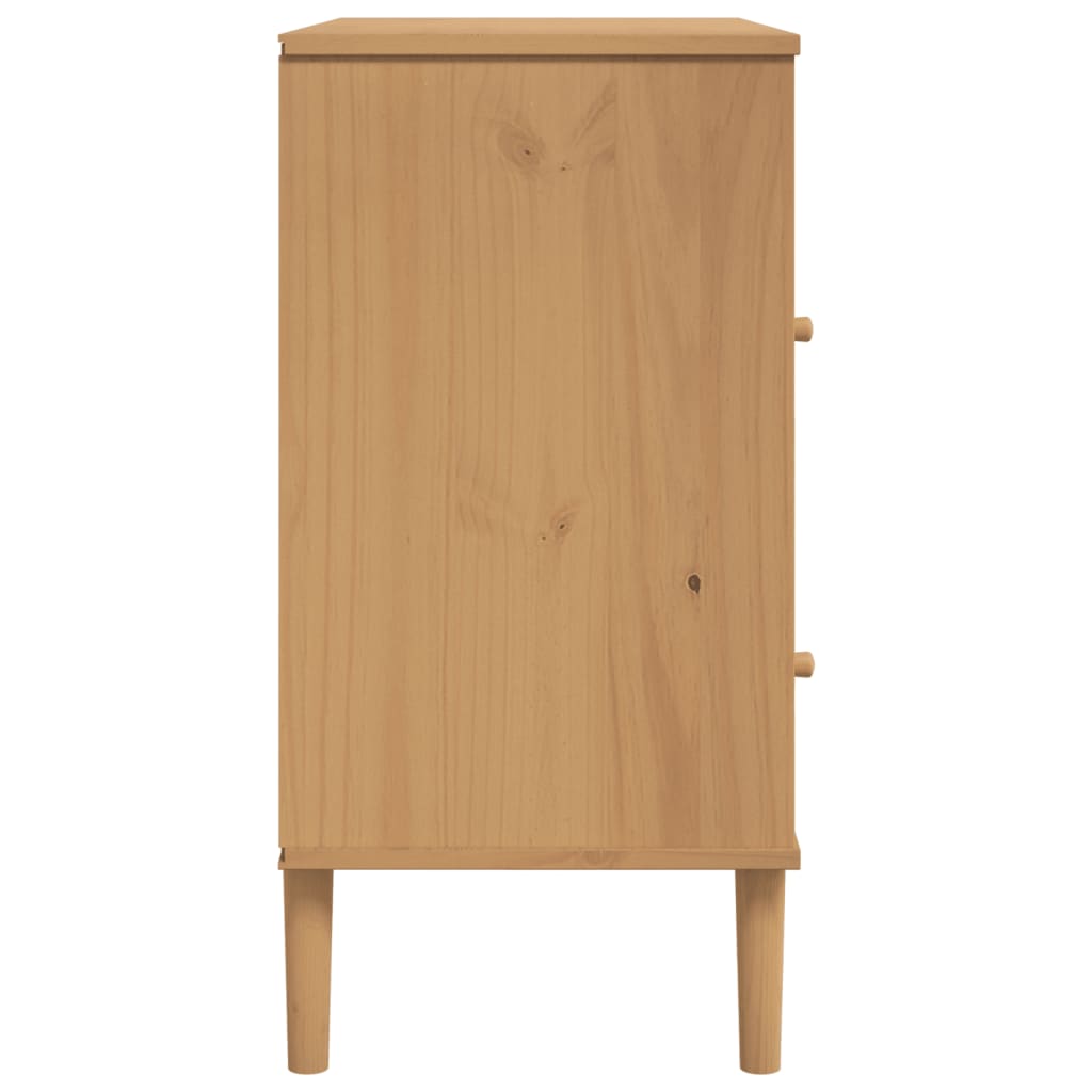 skænk SENJA 80x40x80 cm rattan-look massivt fyrretræ brun