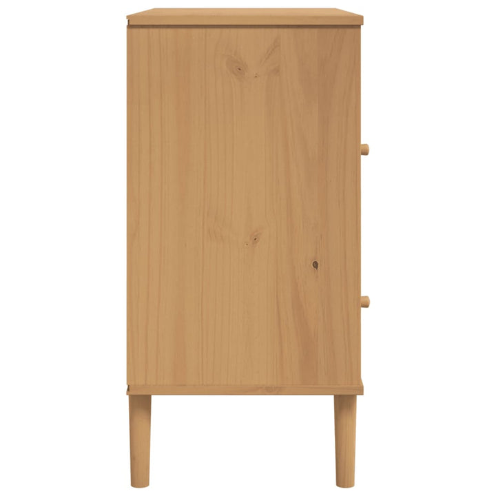 skænk SENJA 80x40x80 cm rattan-look massivt fyrretræ brun