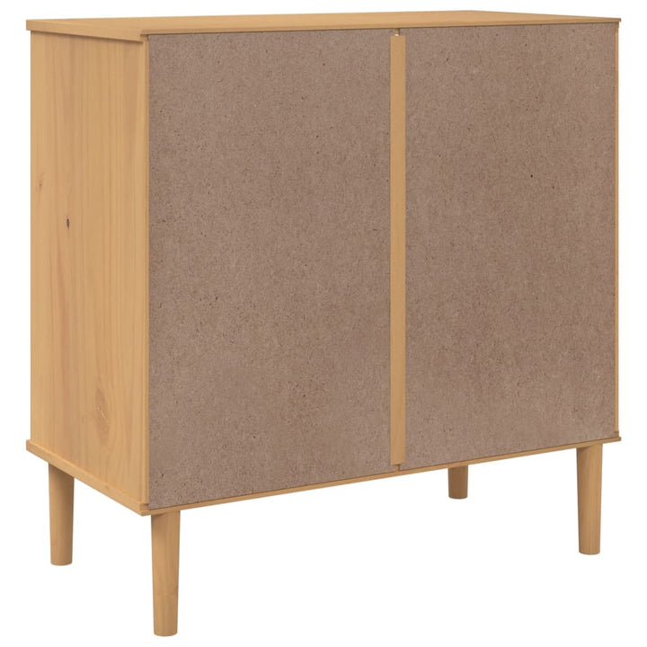 skænk SENJA 80x40x80 cm rattan-look massivt fyrretræ brun