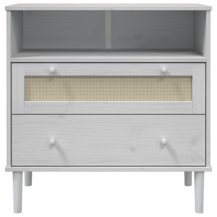 skænk SENJA 80x40x80 cm rattan-look massivt fyrretræ hvid