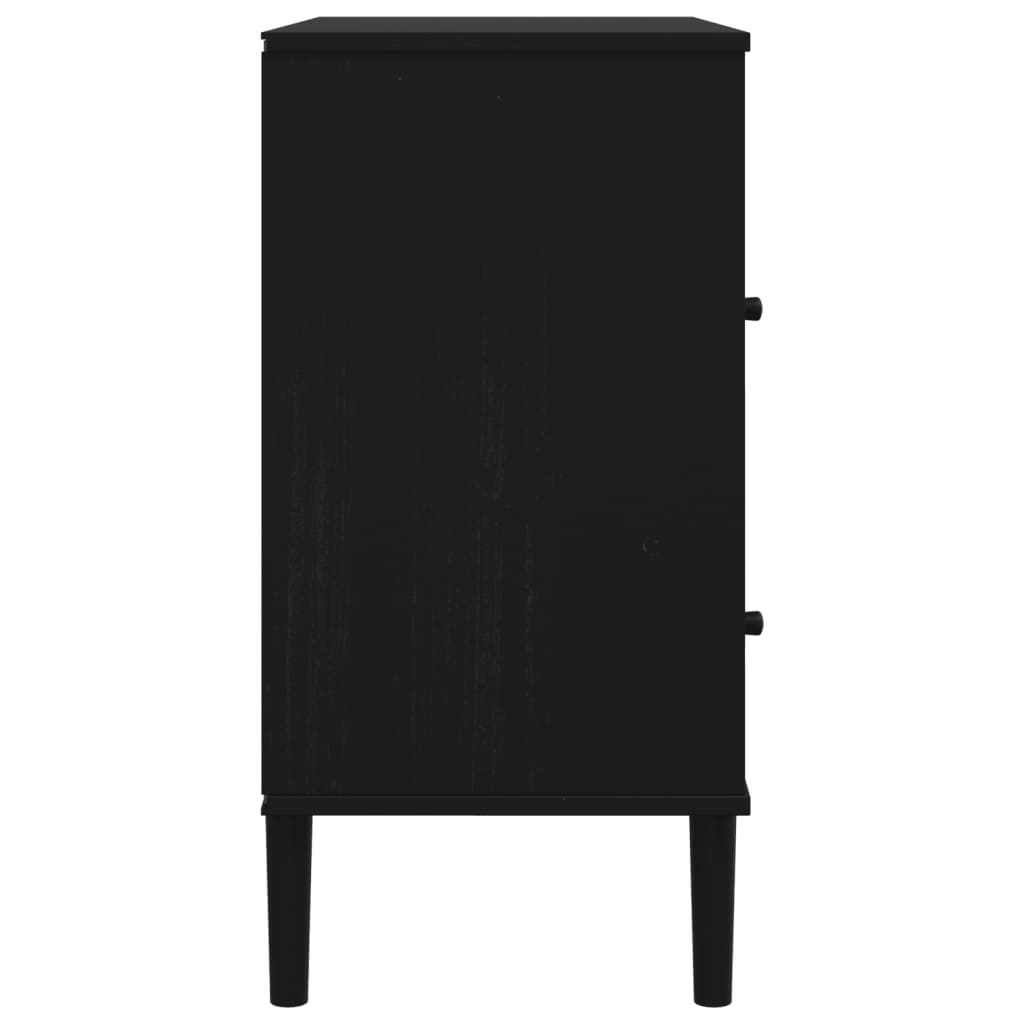 skænk SENJA 80x40x80 cm rattan-look massivt fyrretræ sort