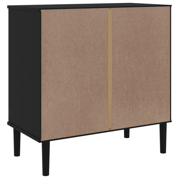 skænk SENJA 80x40x80 cm rattan-look massivt fyrretræ sort