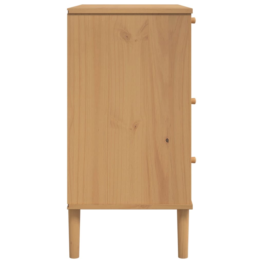 kommode SENJA rattanlook 80x40x80 cm massivt fyrretræ brun
