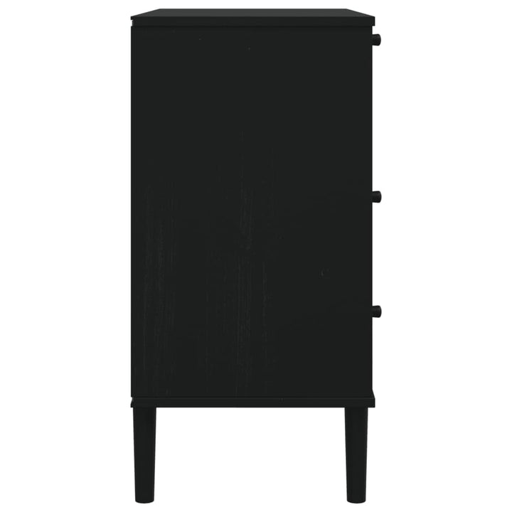 kommode SENJA rattanlook 80x40x80 cm massivt fyrretræ sort