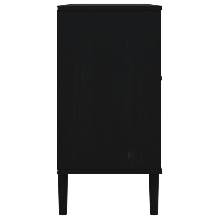 skænk SENJA 112x40x80 cm rattan-look massivt fyrretræ sort