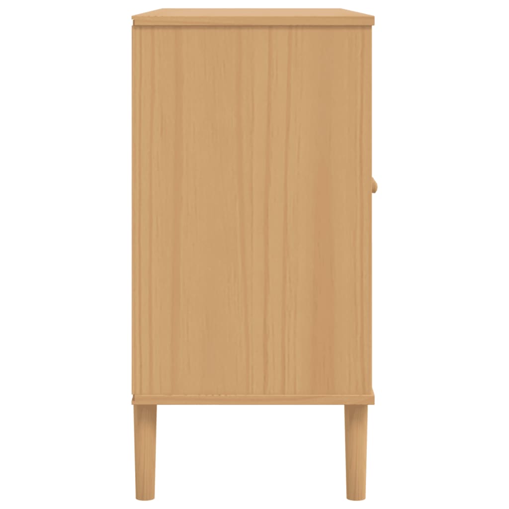 skænk SENJA 112x40x80 cm rattan-look massivt fyrretræ brun