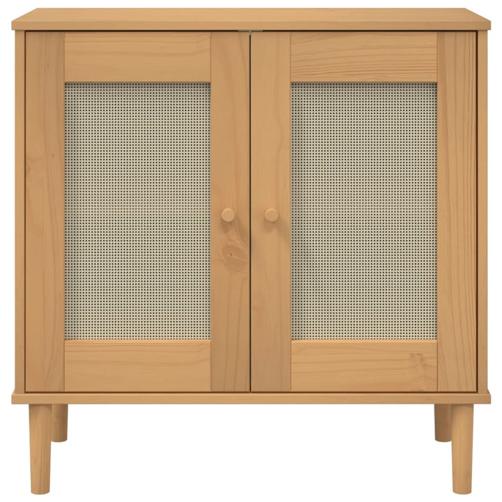 skænk SENJA 80x35x80 cm rattan-look massivt fyrretræ brun