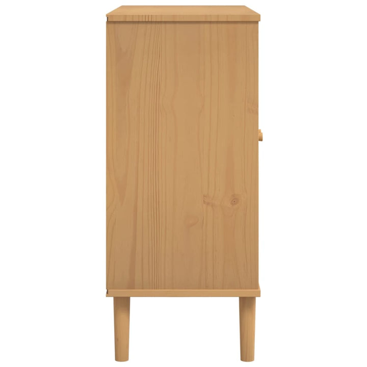skænk SENJA 80x35x80 cm rattan-look massivt fyrretræ brun