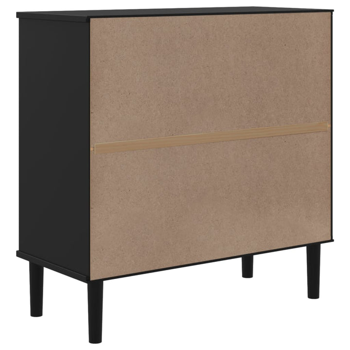 skænk SENJA 80x35x80 cm rattan-look massivt fyrretræ sort