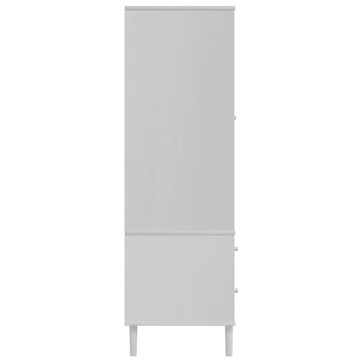 klædeskab SENJA 90x55x175 cm rattan-look massivt fyrretræ hvid