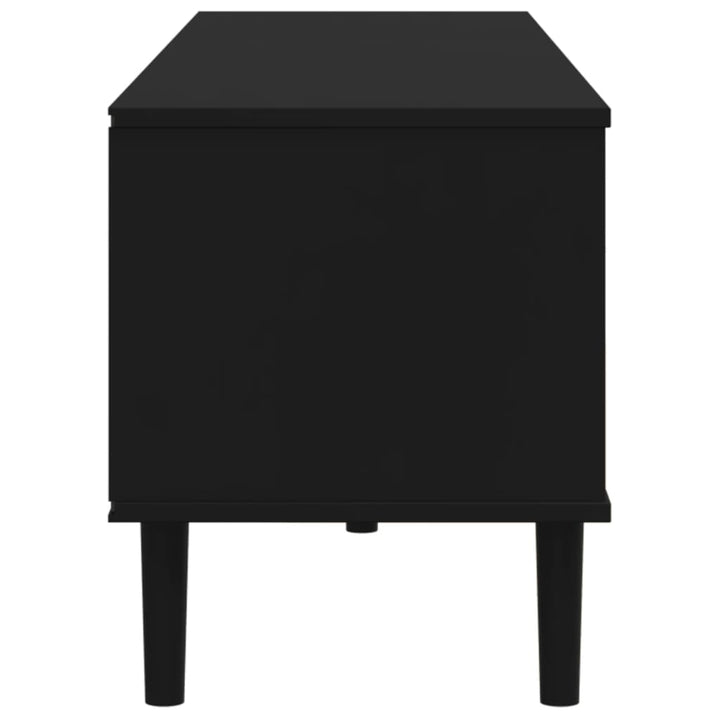 tv-bord SENJA 158x40x49 cm rattan-look massivt fyrretræ sort