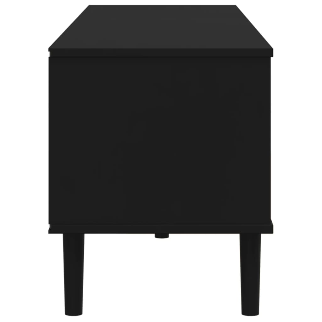 tv-bord SENJA 158x40x49 cm rattan-look massivt fyrretræ sort