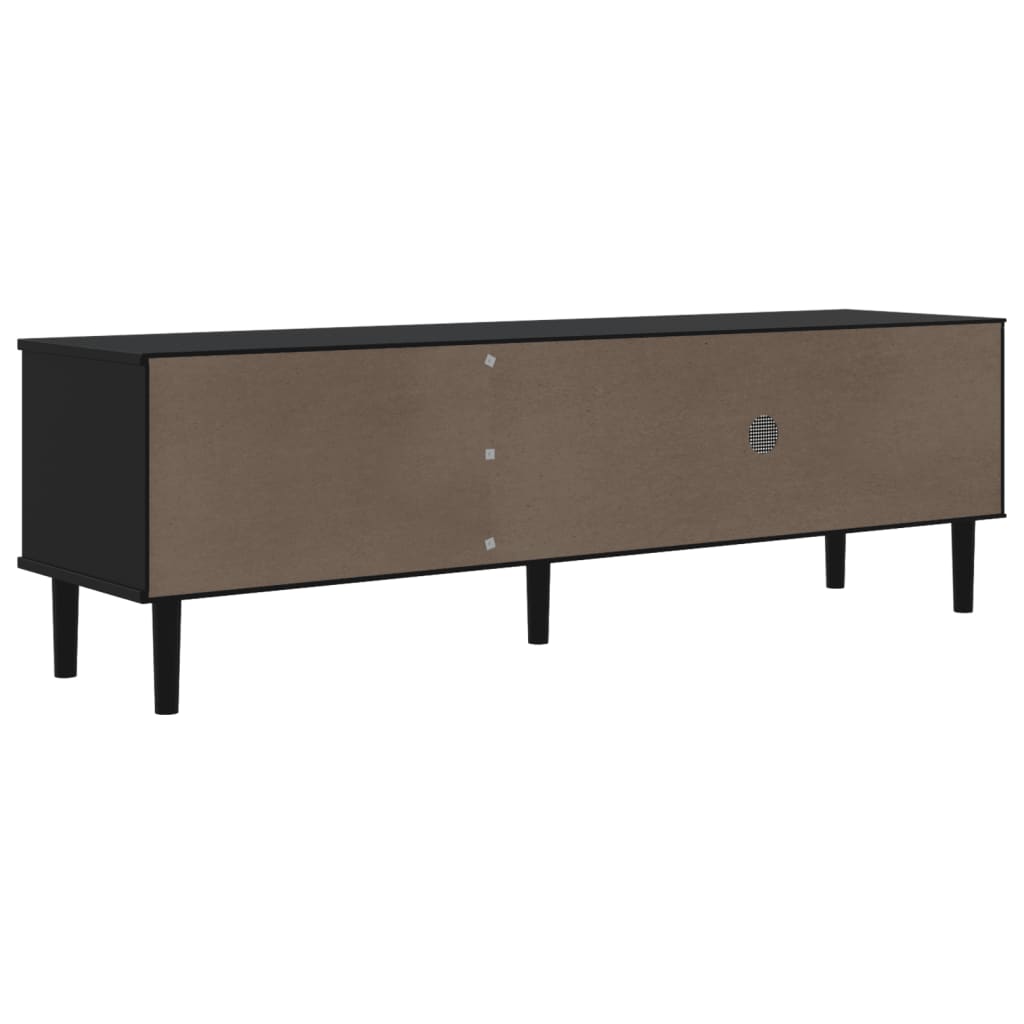 tv-bord SENJA 158x40x49 cm rattan-look massivt fyrretræ sort