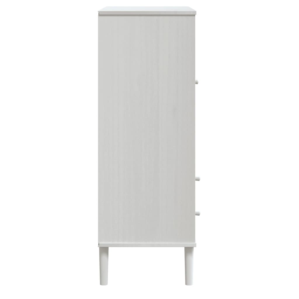 skænk SENJA 90x40x112 cm rattan-look massivt fyrretræ hvid
