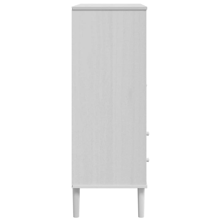 skænk SENJA 90x40x112 cm rattan-look massivt fyrretræ hvid