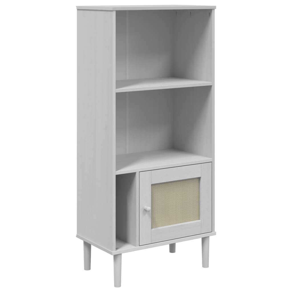 skænk SENJA 60x35x130 cm rattanlook massivt fyrretræ hvid